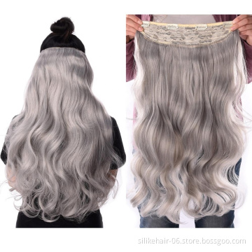 4 Clips one Piece 19 Colors Available Silike 190g 24 inch Stretched Wavy Clip in Synthetic Hair Extensions Heat Resistant Fiber